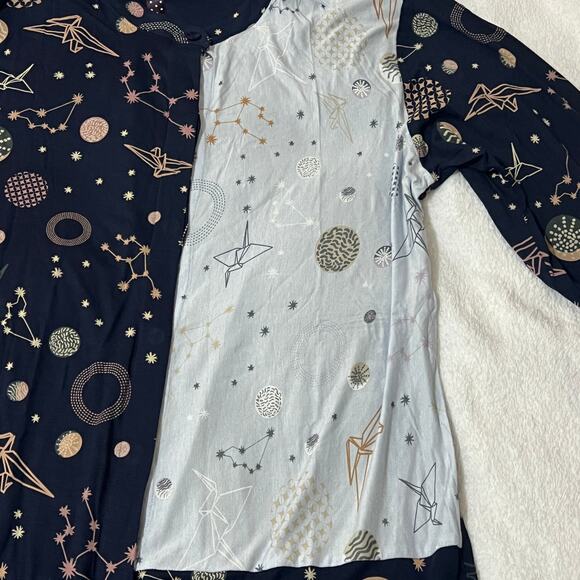 Hale Bob (XS) Celestial Knit Constellation Button Front Pajama Sleep Dress Shirt - Picture 6 of 9